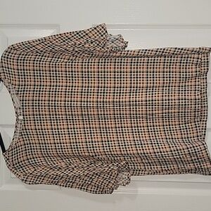 A New Day Checkered Blouse - Black and Tan XL
